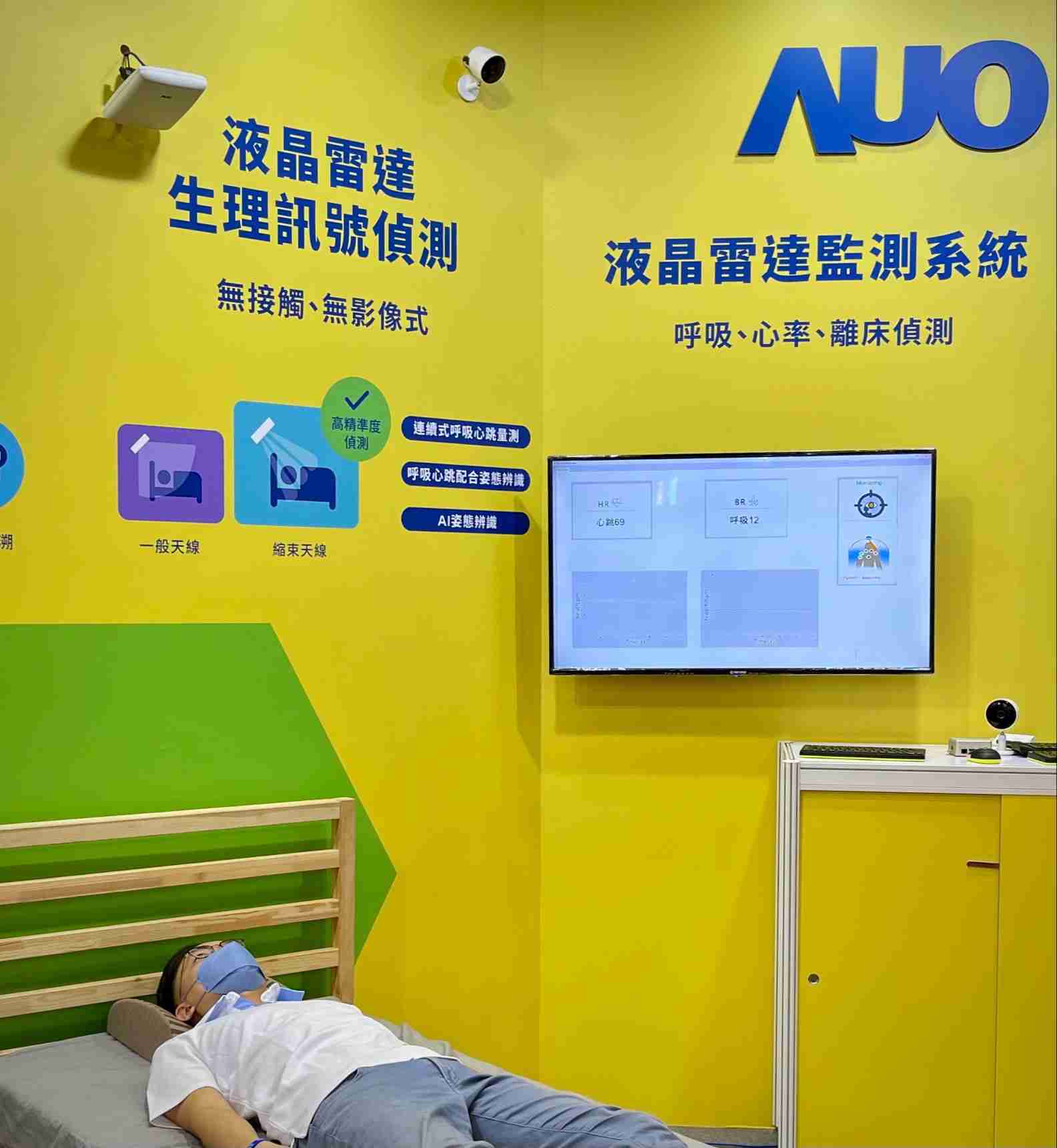 汇旺支付颐康「无接触生理监测雷达」，，，，免除传统线路与贴片束缚，，，，精准侦测呼吸、、、心跳等重要生理讯号
